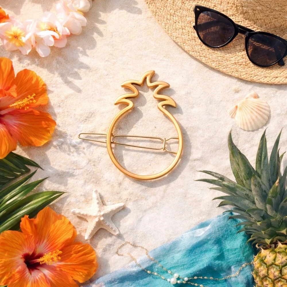 Pura Vida Pineapple Hair Clip Gold Tone Minimalist Summer Boho